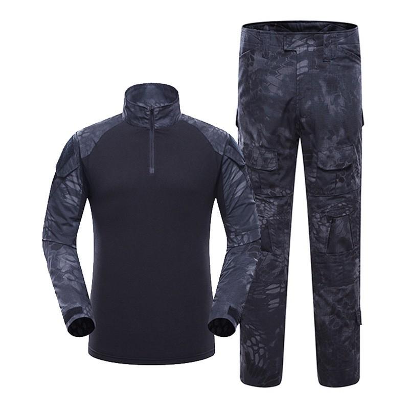 Herren Taktisches Camouflage Kampfanzug Set Langarm Militärstil Outdoor Trainingsanzug