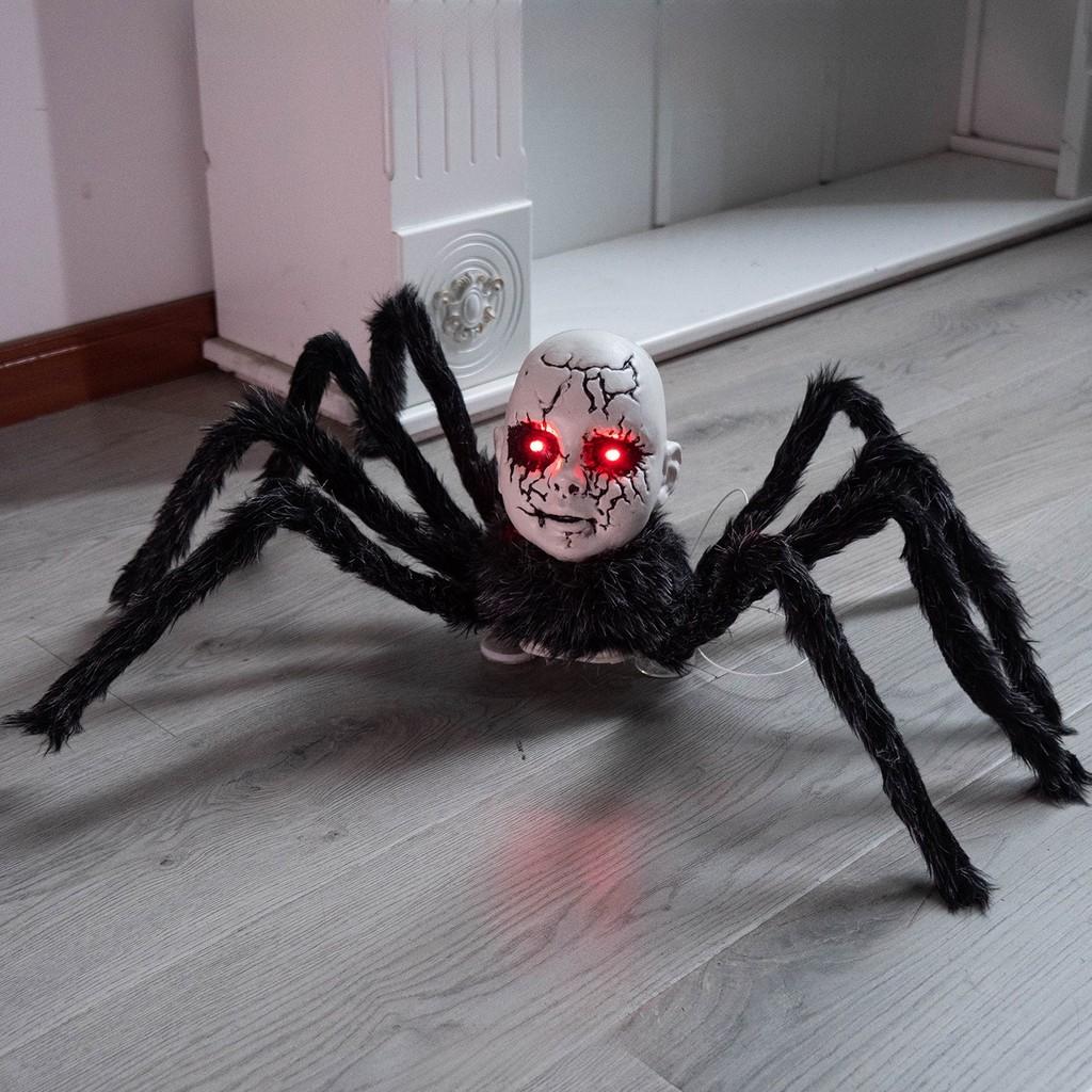 Halloween Spider Doll Creepy Animatronic Light Sound Effect For Haunted House Decor