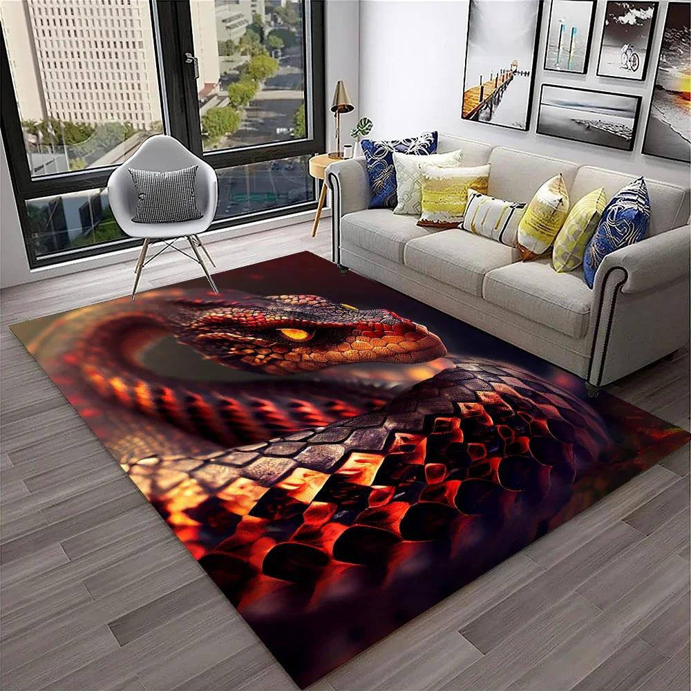 3D Gothic Schlange Schlangen Python Viper Teppich Teppich für Zuhause Wohnzimmer Schlafzimmer Sofa Fußmatte Dekor, Kinder Teppich Rutschfeste Bodenmatte