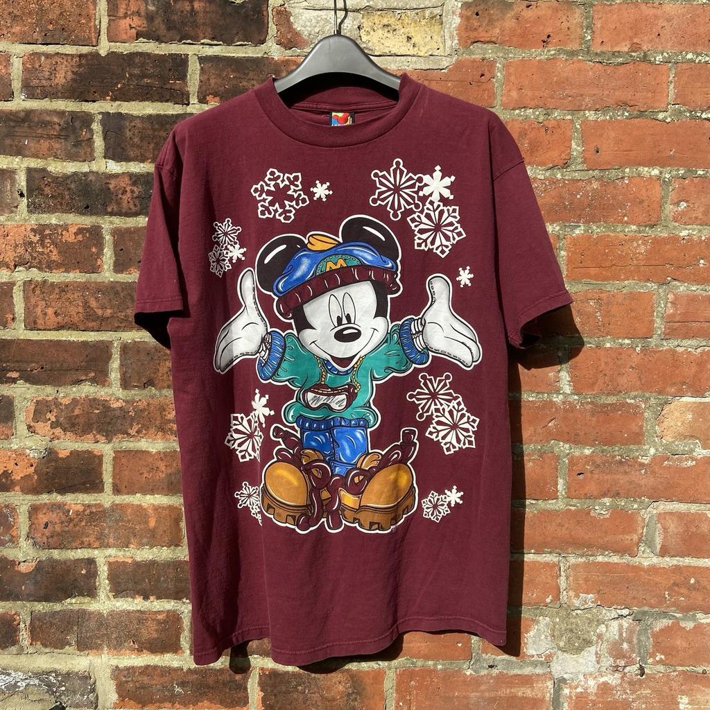 Vintage 90s Mickey Mouse T Shirt One Size (XL) Disney Jerry Leigh Big Print USA Unisex T-Shirt