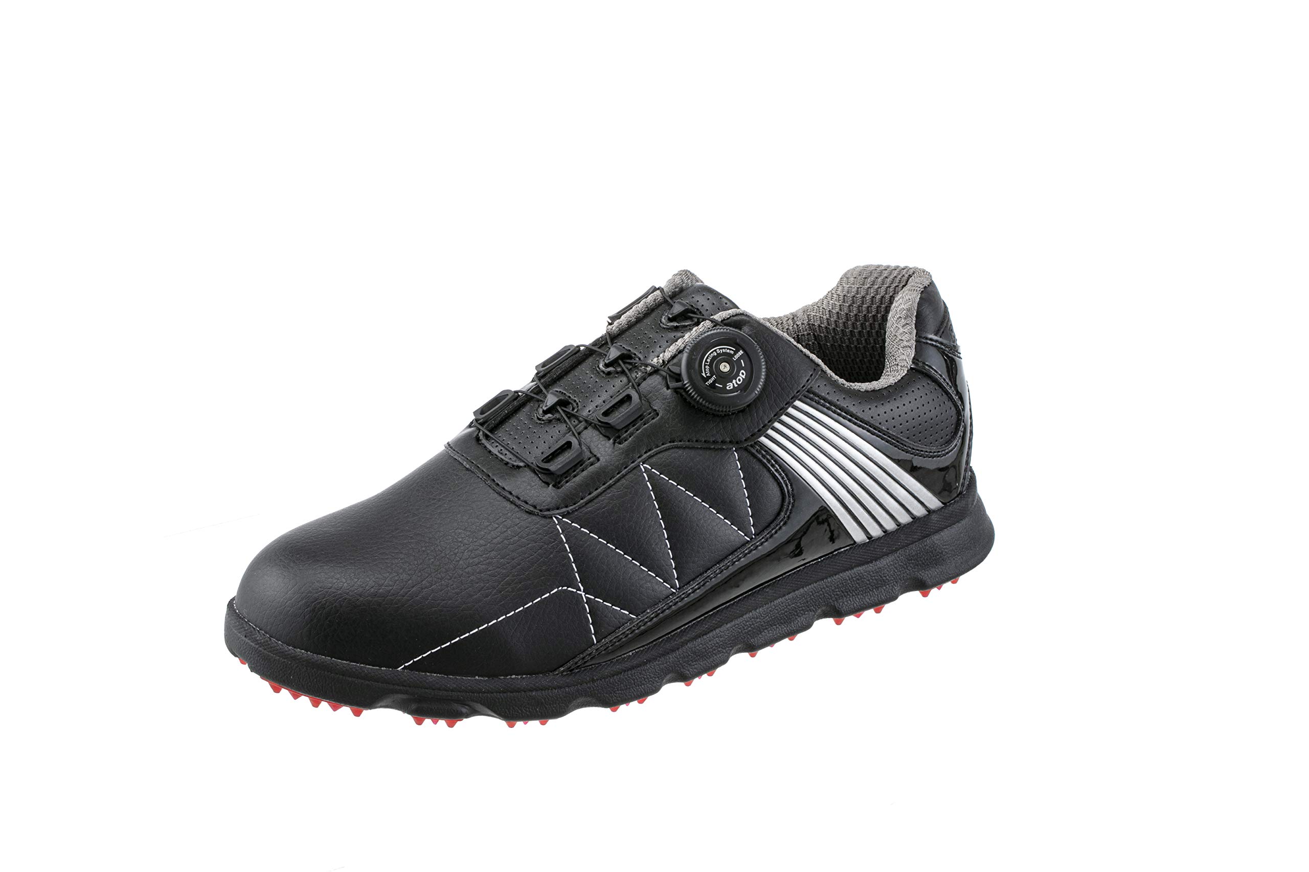 

Raycook Men s Dial-Atop Golf Shoes, RCGS1800, Black, Size 25.0, Sizes: 24.5-27.0cm (0.5cm increments), Upper Material: Synthetic Leather