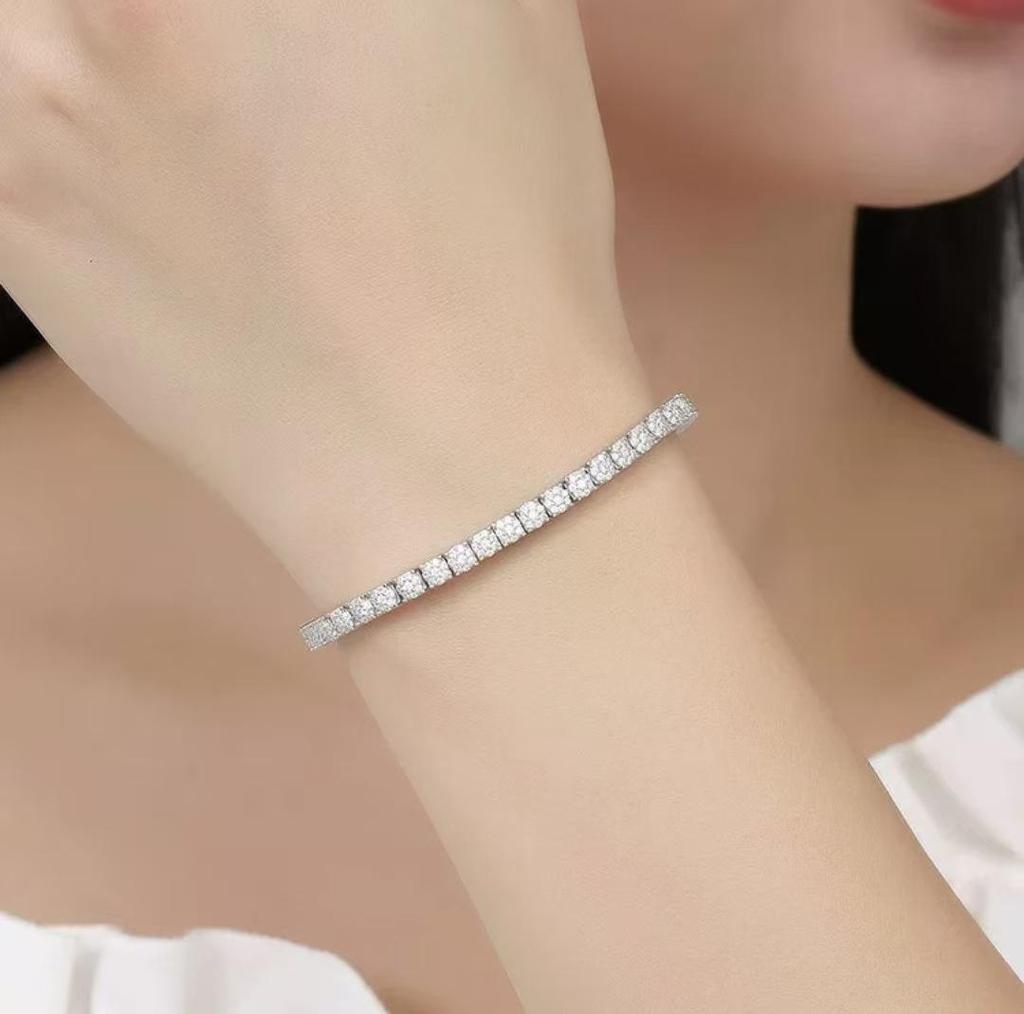 Cross Round 4mm Hip Hop Bracelet - Single Row Full Diamond Fashion Jewelry
