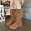 Western boots new retro short boots autumn and winter pointed head thick heel middle heel sleeve women's short boots fashion boots trendy women's bo