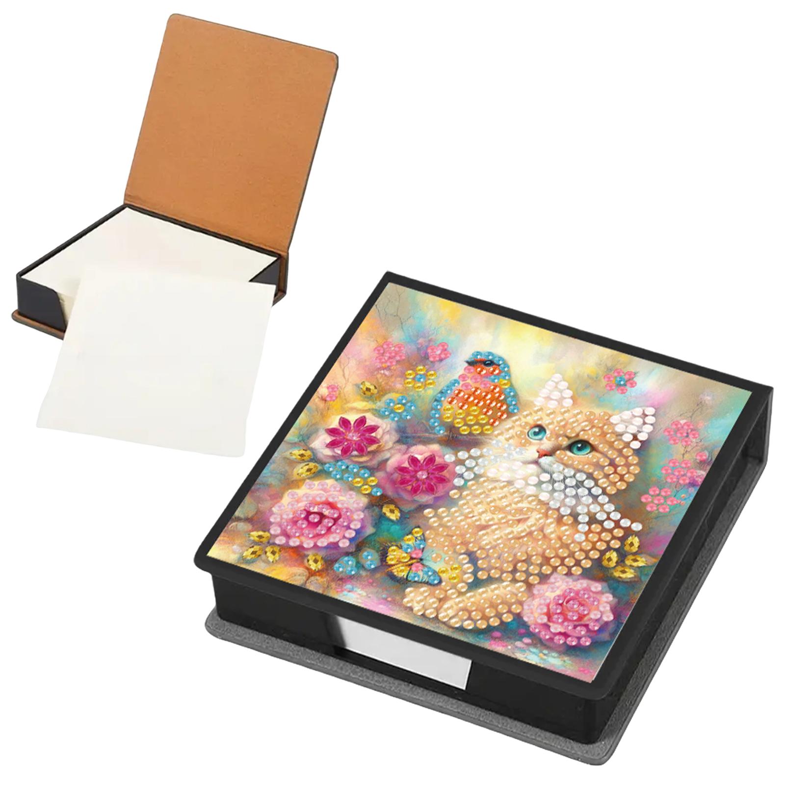 

PU DIY Crystal Art Sticky Notes Holder with 160 Sheets Crystal Art Note Box for Home Office and School Supplies