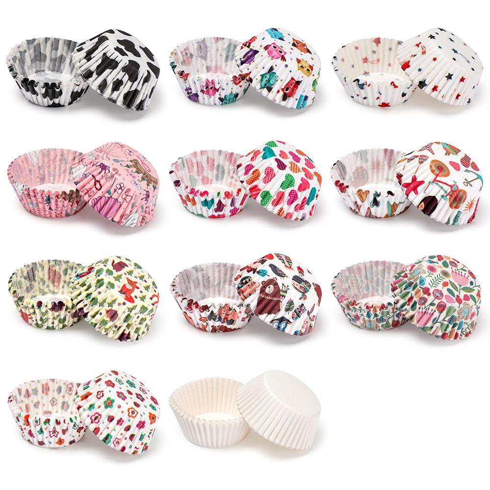 100PCS Bakeware DIY Grease-proof Party Supplies Baking Mold Animal Cake Paper Cups Muffin Cup Flower