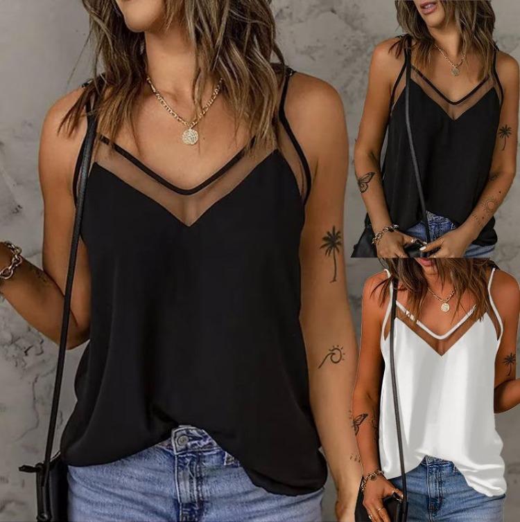 Sexy V Neck Summer Camisole for Women 2024 European American Fashion Top