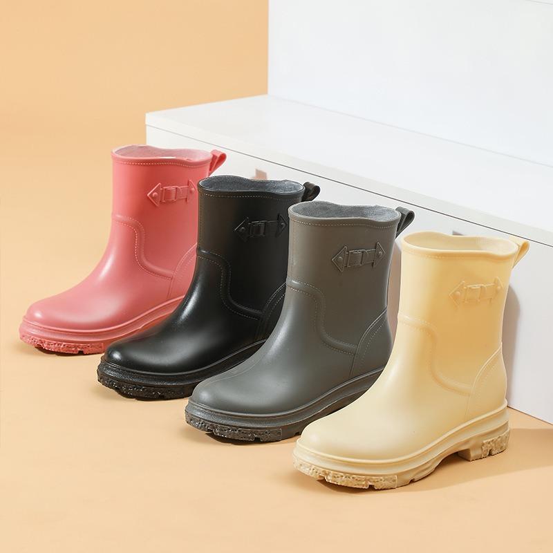 New Rain Shoes Women's Fashion Water Shoes Wear Non-slip Rain Boots Thickened Water Boots Overshoes Rubber Shoes Thick Sole