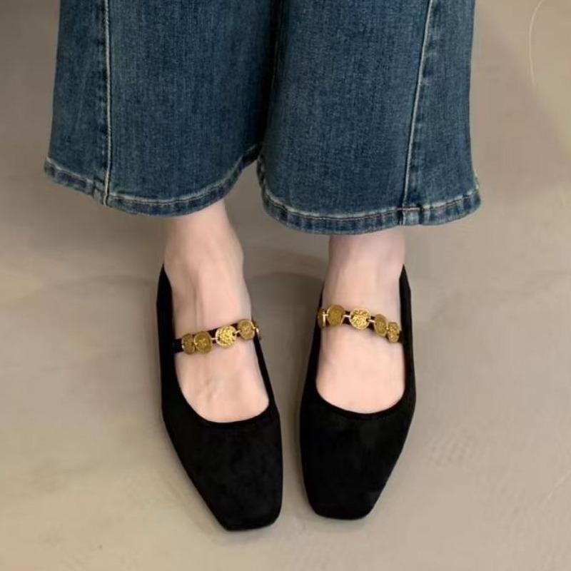 Fashion 2025 Women's Fashionable simple and elegant Flat Velvet Surface Slip-On Low Heel Fashion Single Shoes Suitable