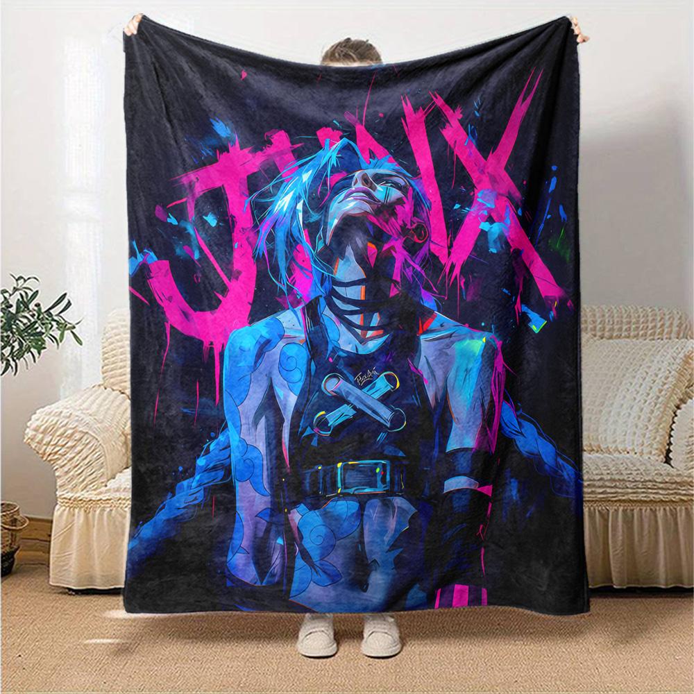 1pc Blanket - League of Legends Jinx Print Design,Lightweight Blanket for Sofa,Bed- Soft &Warm,Gift for All Seasons
