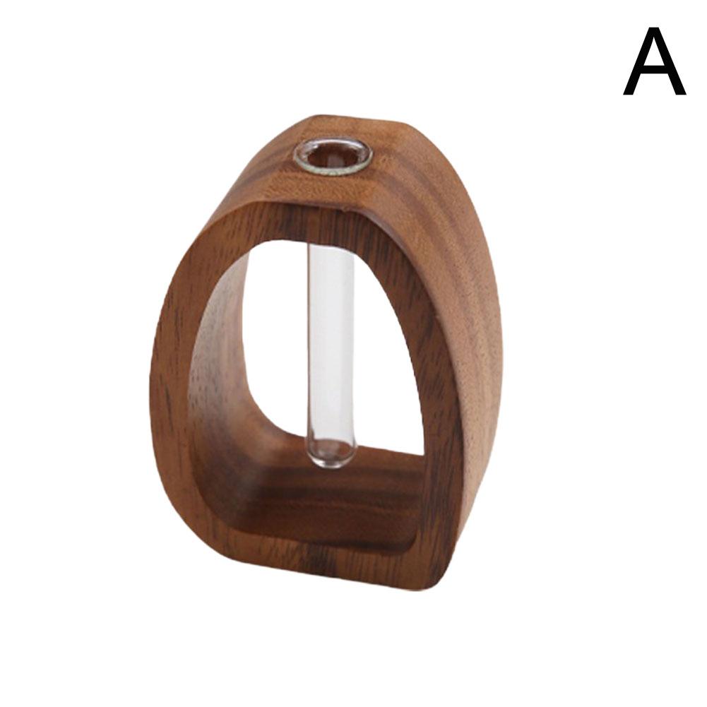 

Walnut Wood Flower Set Hotel Decoration Simple Glass Plant Flower Arrangement Mini Aquatic Vase Hydroponic Plant Flower Stand