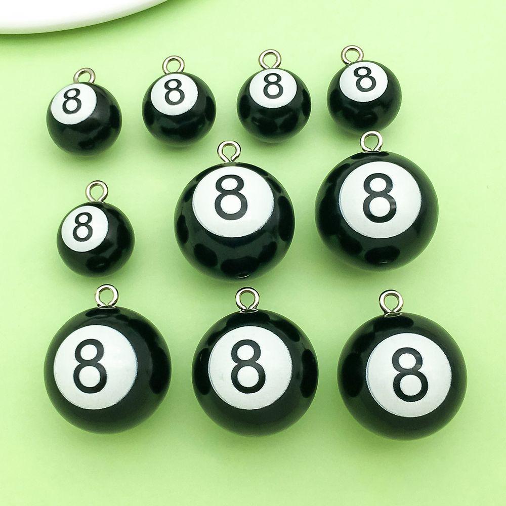 Black & White Resin Number 8 Billiard Pendant Charms for DIY Jewelry Accessories
