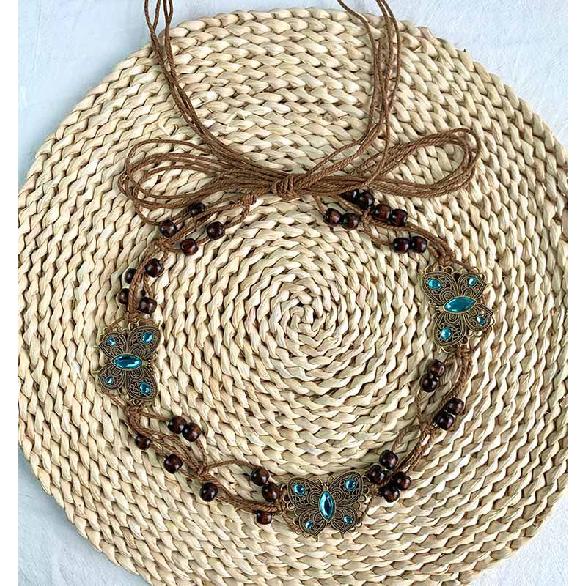 Bohemian Folk Style Women'S Waist Chain Retro Dress Accessories Fashion Butterfly Waist Rope
