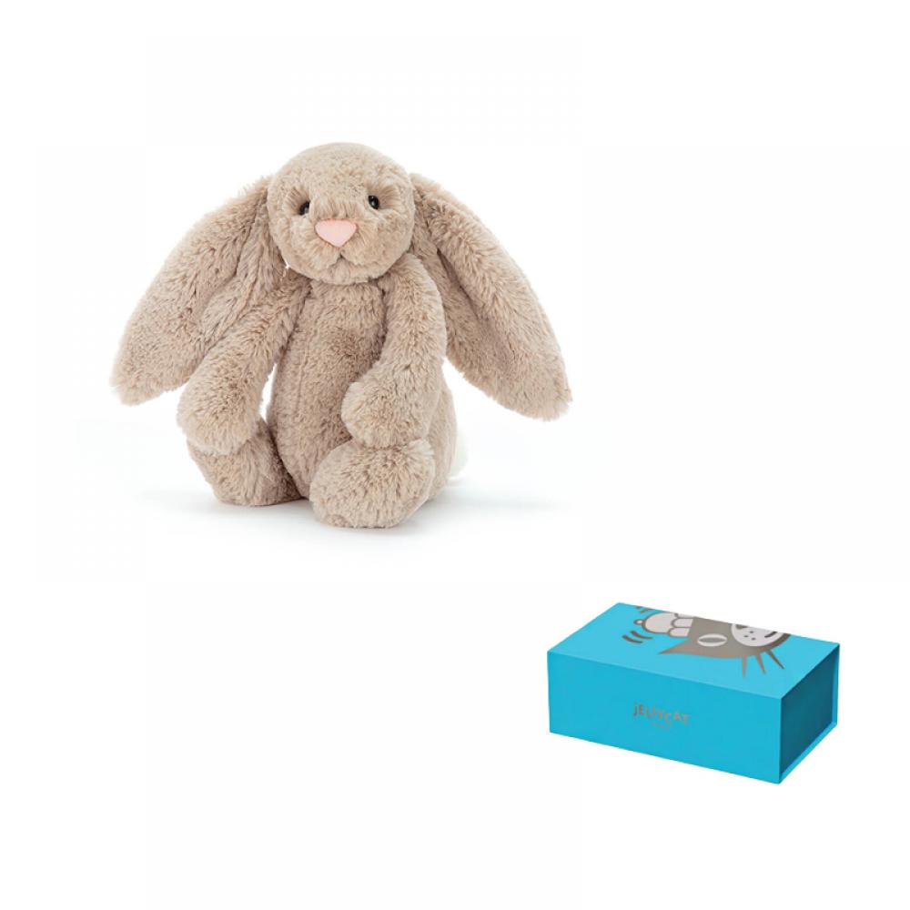 JELLYCAT Bonnie Rabbit Series Classic Shy Beige Brown Bonnie Rabbit Cute Plush Doll 18cm Height
