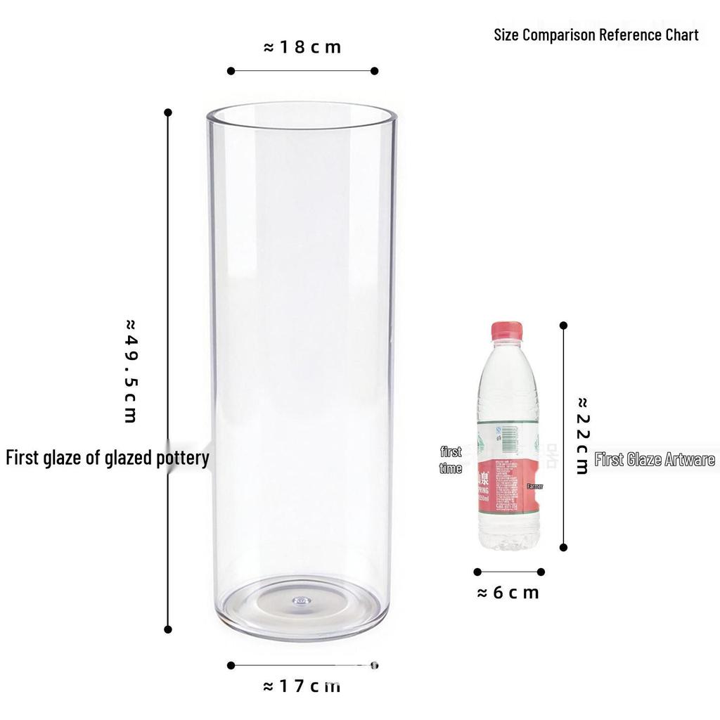 Large Transparent Anti-Drop Flower Vase for Lucky Bamboo - Plastic Imitation Glass Hydroponic Container