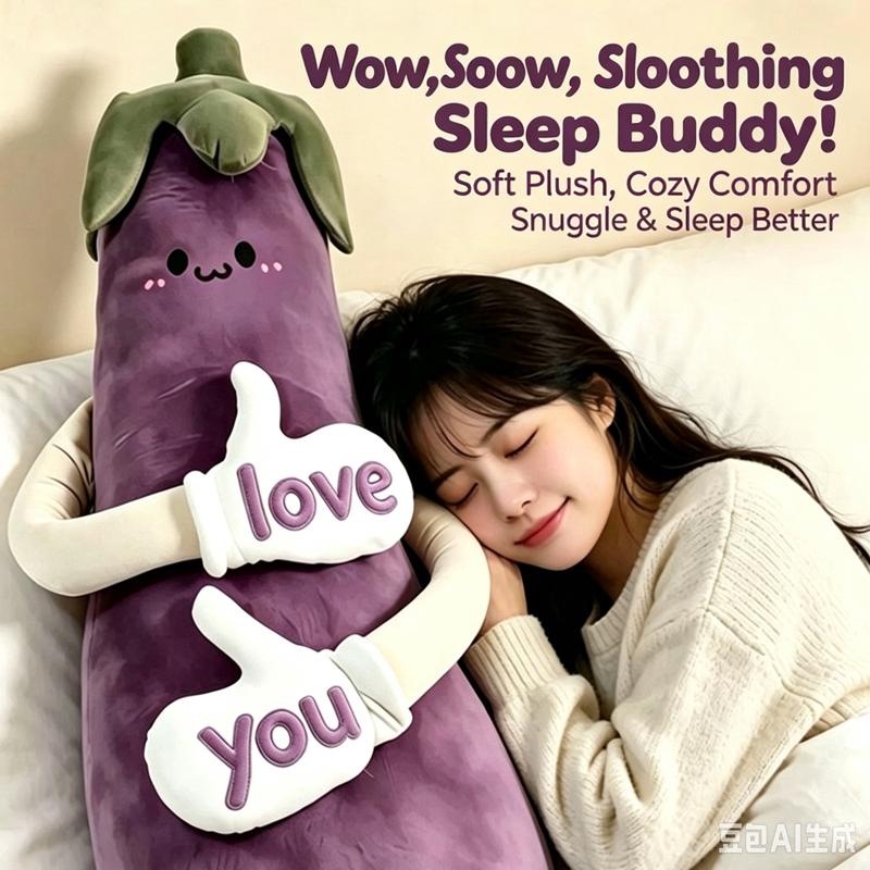Big Cute Long Banana Eggplant Plush Pillow Love You Stuffed Doll Soft Cartoon Vegetable Fruit Plush Toy Sleeping Companion Gift