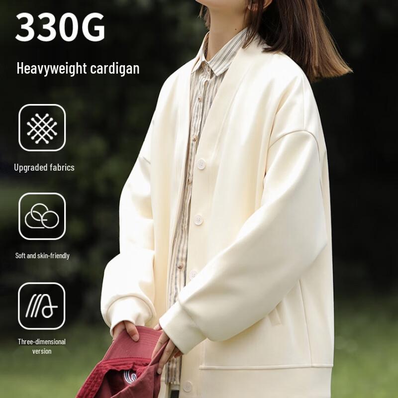 Huili Women's 2025 Autumn V-Neck Loose Fit Cardigan Jacket