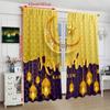 2PCS Golden Ramadan Auspicious (Lantern - Moon) Ramadan Printing Curtain Polyester Material Suitable for Bedroom Living Room,
