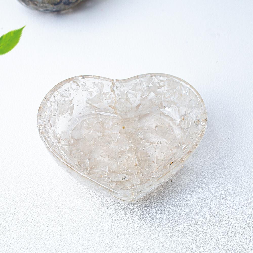 Piatto a Cuore in Resina con Riempimento di Cristallo Naturale per Arredamento Casa e Regalo