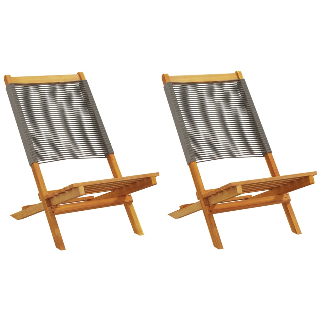Garden Chairs 2 pcs Grey Solid Acacia Wood and Polypropylene