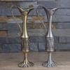 European Engraved Slim Neck Metal Vases Flower Arrangements Container Bud Vases For Home Table Centerpieces Decors