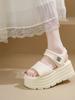 Fashion 2025 Sandals Clogs Wedge Retro Woman Shoes Muffins Shoe Increasing Height Summer Heels New Outside Platform Original Flat Girls