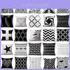 Elegant Black And White Geometric Cushion Cover For Stylish Home Sofa Decor