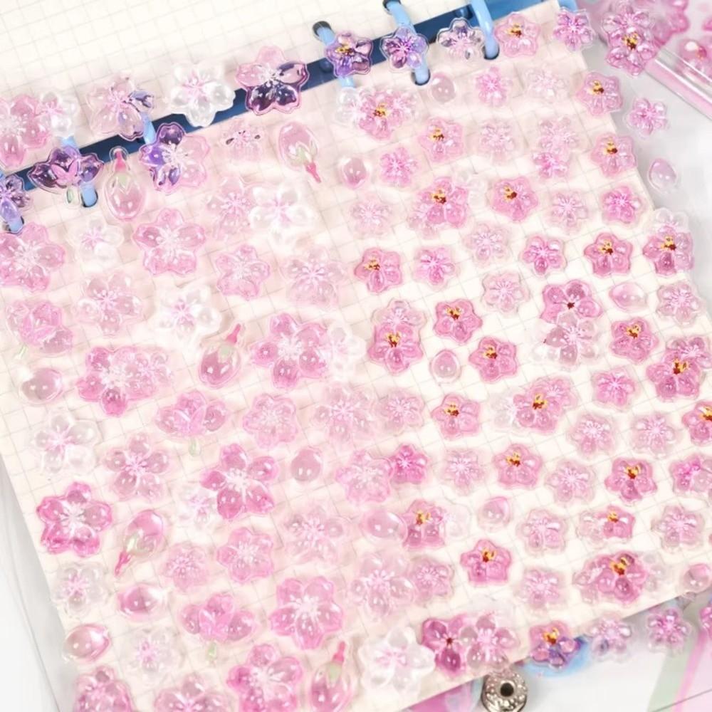 Solid Crystal Cherry Blossom Petal Stickers Decals Toy Drop 3D Relief Stickers  Scrapbooking
