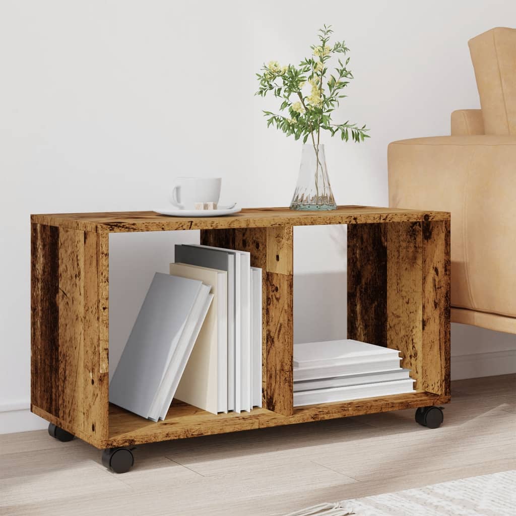Rolling Cabinet with Rustic Wood Look 72 x 33 x 42.5 cm Engineered Wood