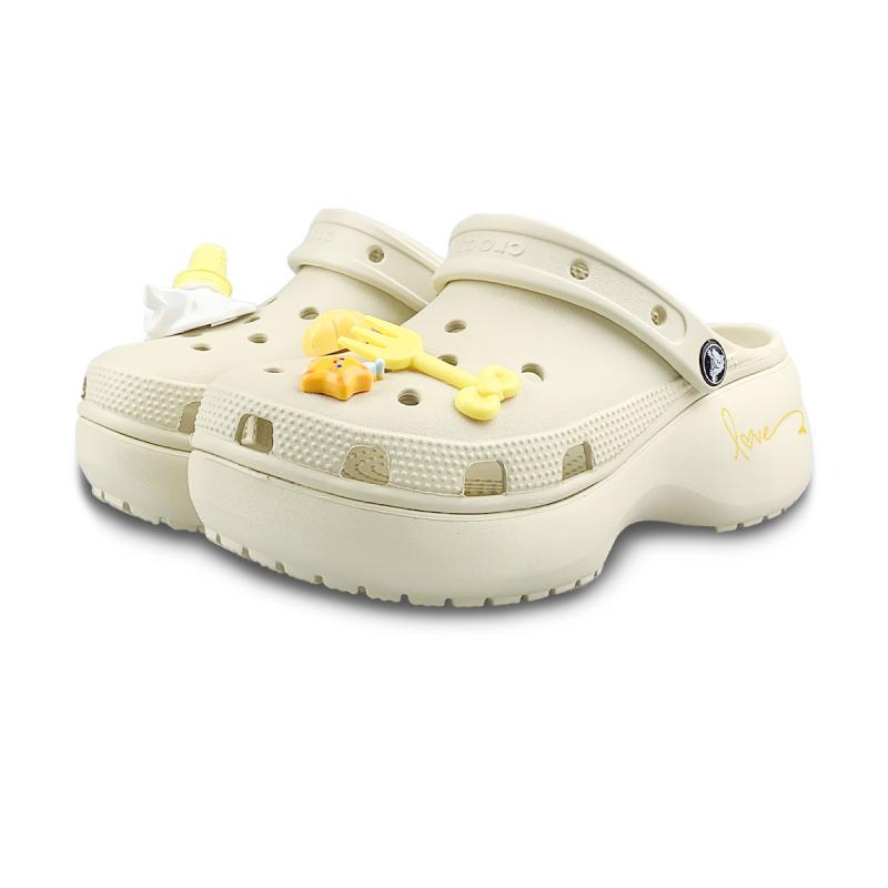 Crocs Classic Platform Clog MM Dream Builder Melt Ice Cream Summer Hand Painted Funny Hole Shoes Female White