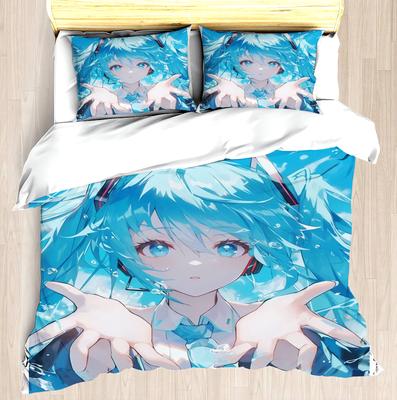 MINISO-Modernes Bettwäsche-Set Japan Hatsune Miku Bettwäsche-Set Mädchengeschenk Matratze 3-teilig Kinderzimmer