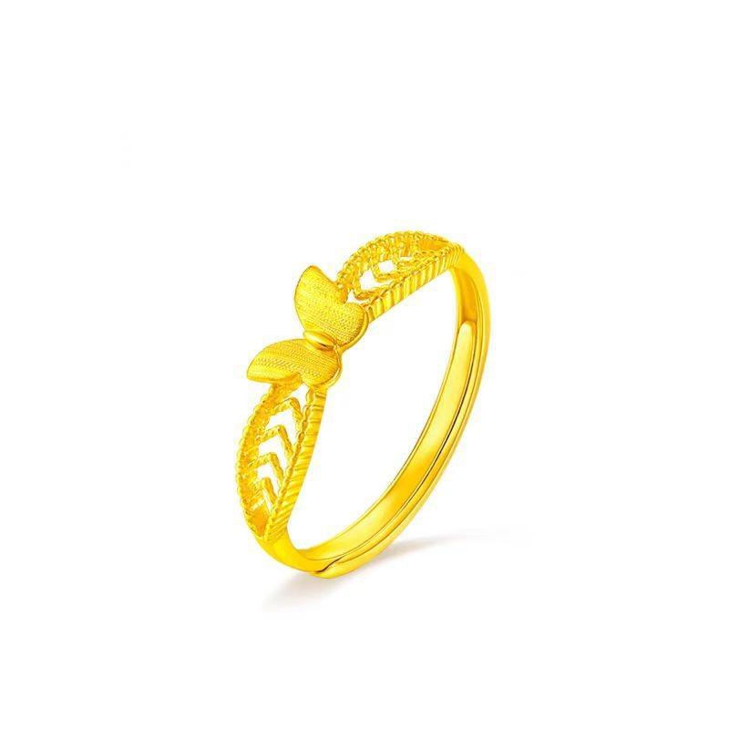 Stylish Open Adjustable Flower Butterfly Ring In Gold For Women Gift Jewelry