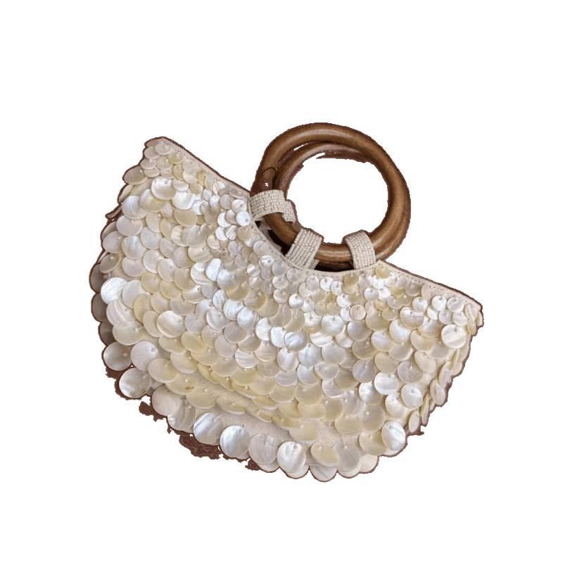 Ručně vyrobená kabelka z přírodních mušlí - stylová dámská kabelka na jaro/léto