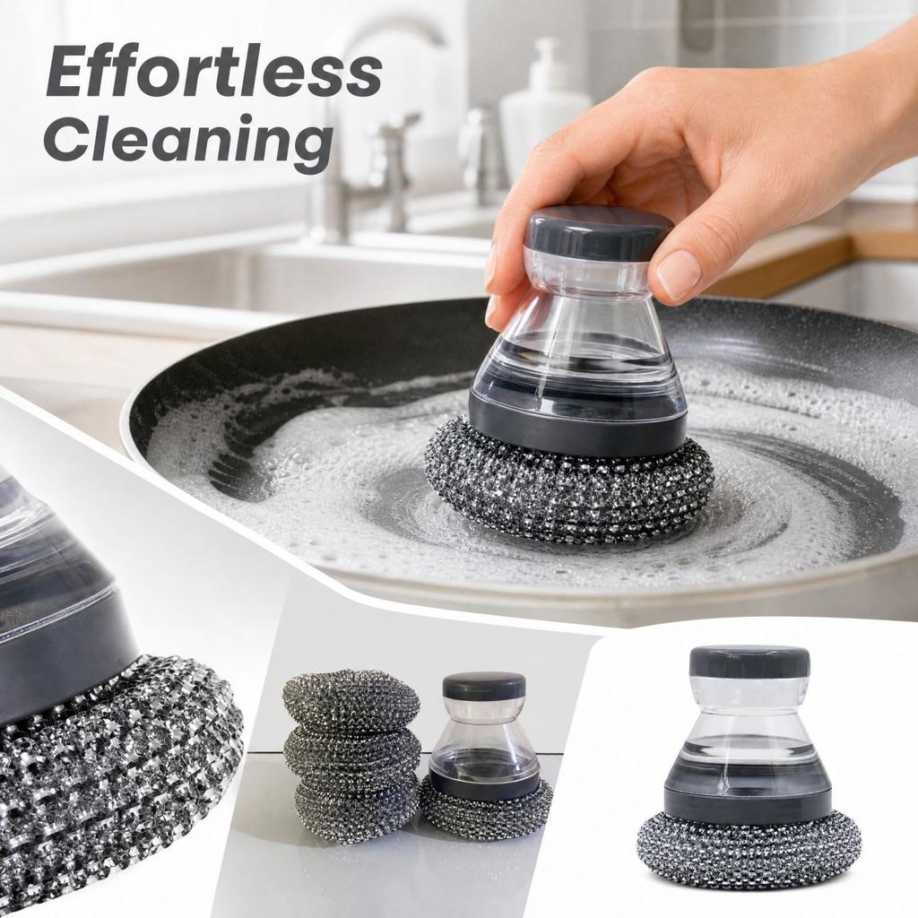 Kitchen Pot Brush with Pressure for Cleaning Pots, Pans and Cookware