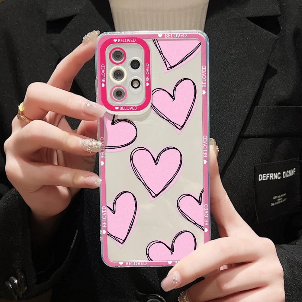 Case For Samsung Galaxy S24 Ultra Funda A54 5G A53 A52 A35 A34 A33 A32 A14 A13 S23 Plus S22 S21 S20 FE Love Heart Soft Cover