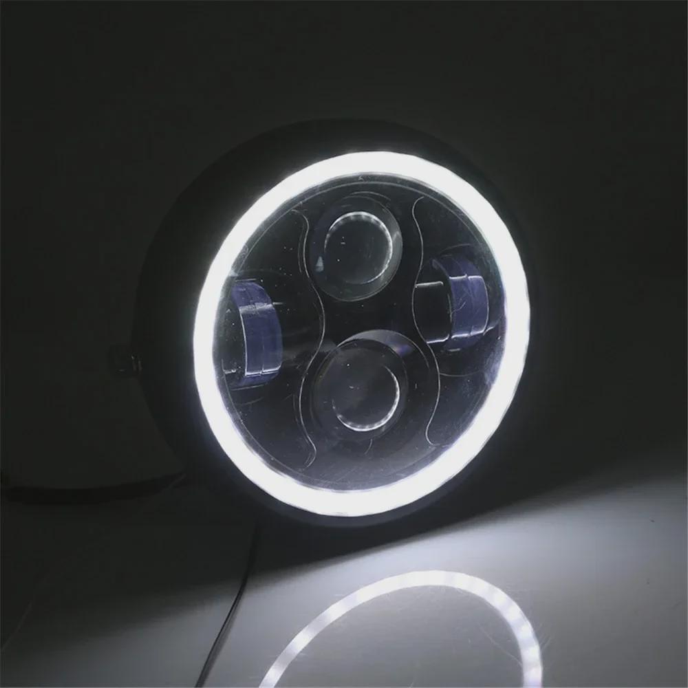 Retro LED Headlight for CG125/GN125, Harley, with Angel Eye Feature