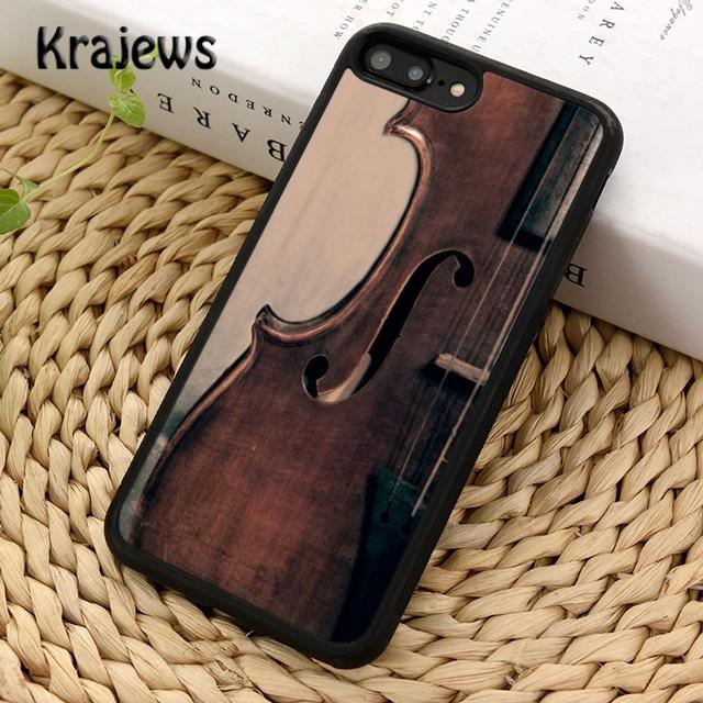 Krajews Elegant Wood Cello Violin Soft Phone Case Cover For iPhone 17 Air 16 15 14 Plus 11 12 13 Pro Max Coque Fundas