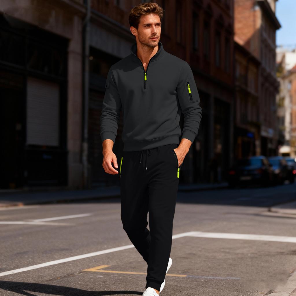 Herren Sweatshirt Anzug Herren Einfarbig Lässig Sportanzug Sweatshirt Anzug