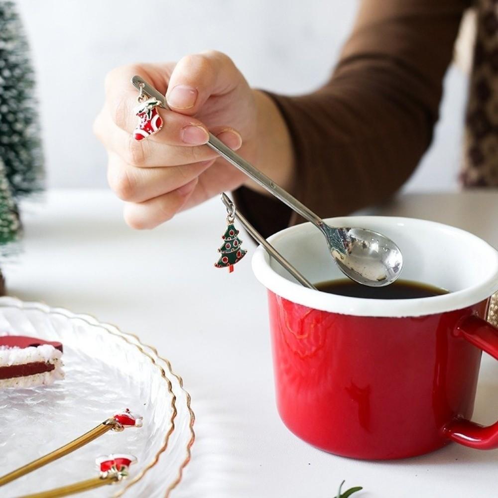 Snowman Coffee Spoon Set Stainless Steel Dessert Spoons New Christmas Teaspoons Holiday Decoration