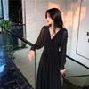 2026 Spring and Autumn New Korean Edition Sparkling Design Sense Waist Pleated Temperament Long Sleeve Dress Versatile Skinny Dress Women