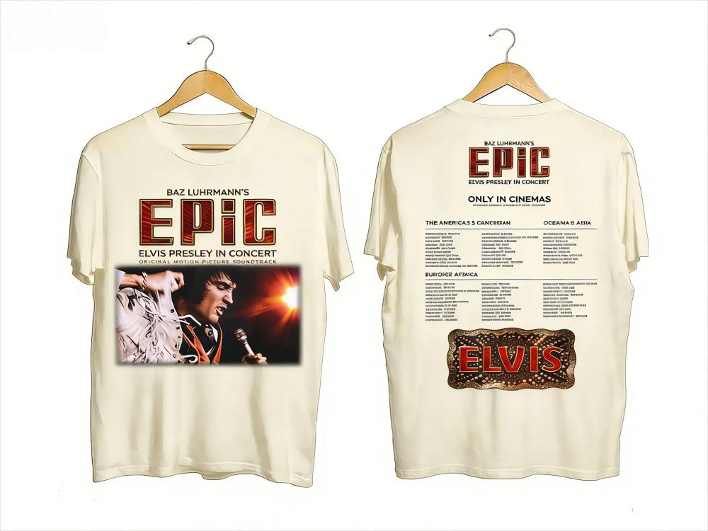 Elvis Presley 2026 Konsertturné Vintage Rock T-shirt Turnéschema Dubbelsidigt Tryckt Bekväm Retro Högkvalitativ T-shirt
