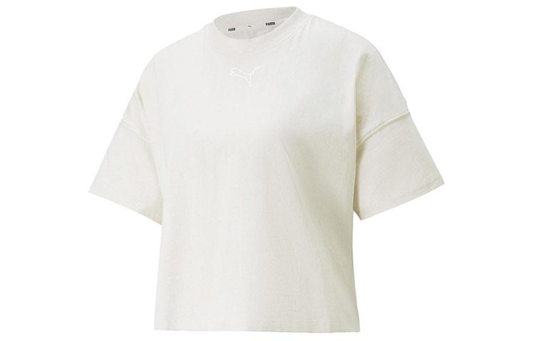 PUMA Drop Shoulder Sleeve T Shirt Women s Ecru 670951-99 L