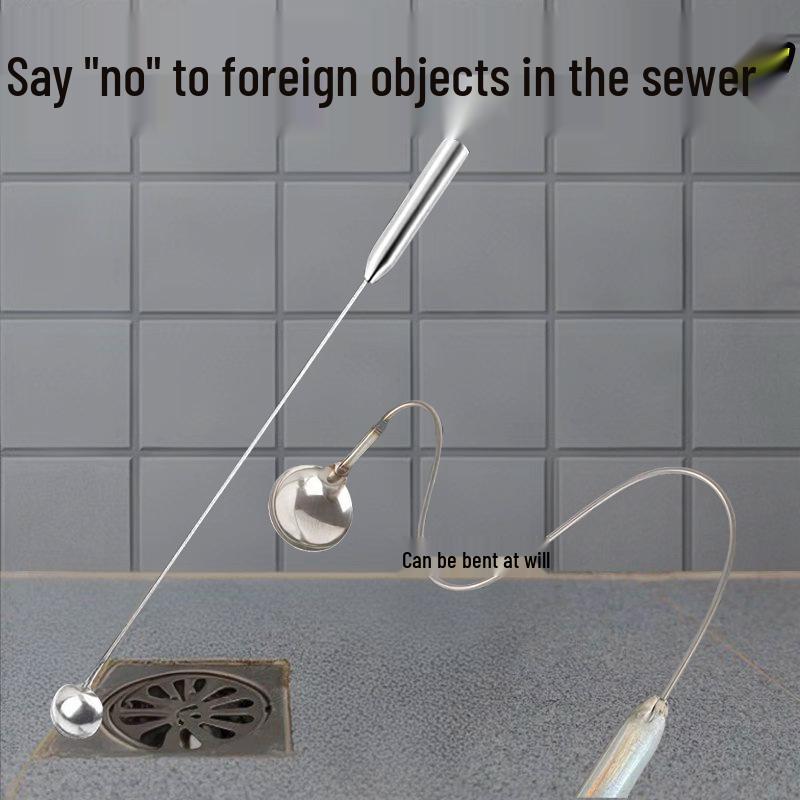 Multi-Use Drain Unblocker Tool for Toilets and Kitchen Sinks