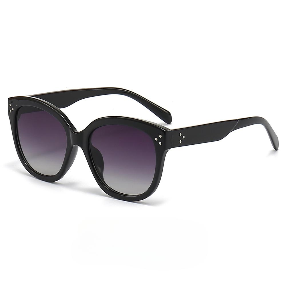 New Rivet Big Frame Wide-brimmed Sunglasses Female Cross-border Foreign Trade Fashion Cat's Eye Sunglasses Outdoor Riding Sunglasses.