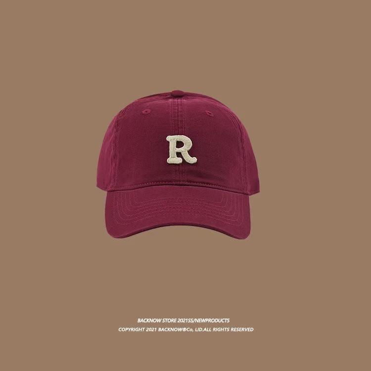 Versatile Large Head Baseball Cap: Solid Color, Deep Crown, Wide Brim, Embroidered Letter Design