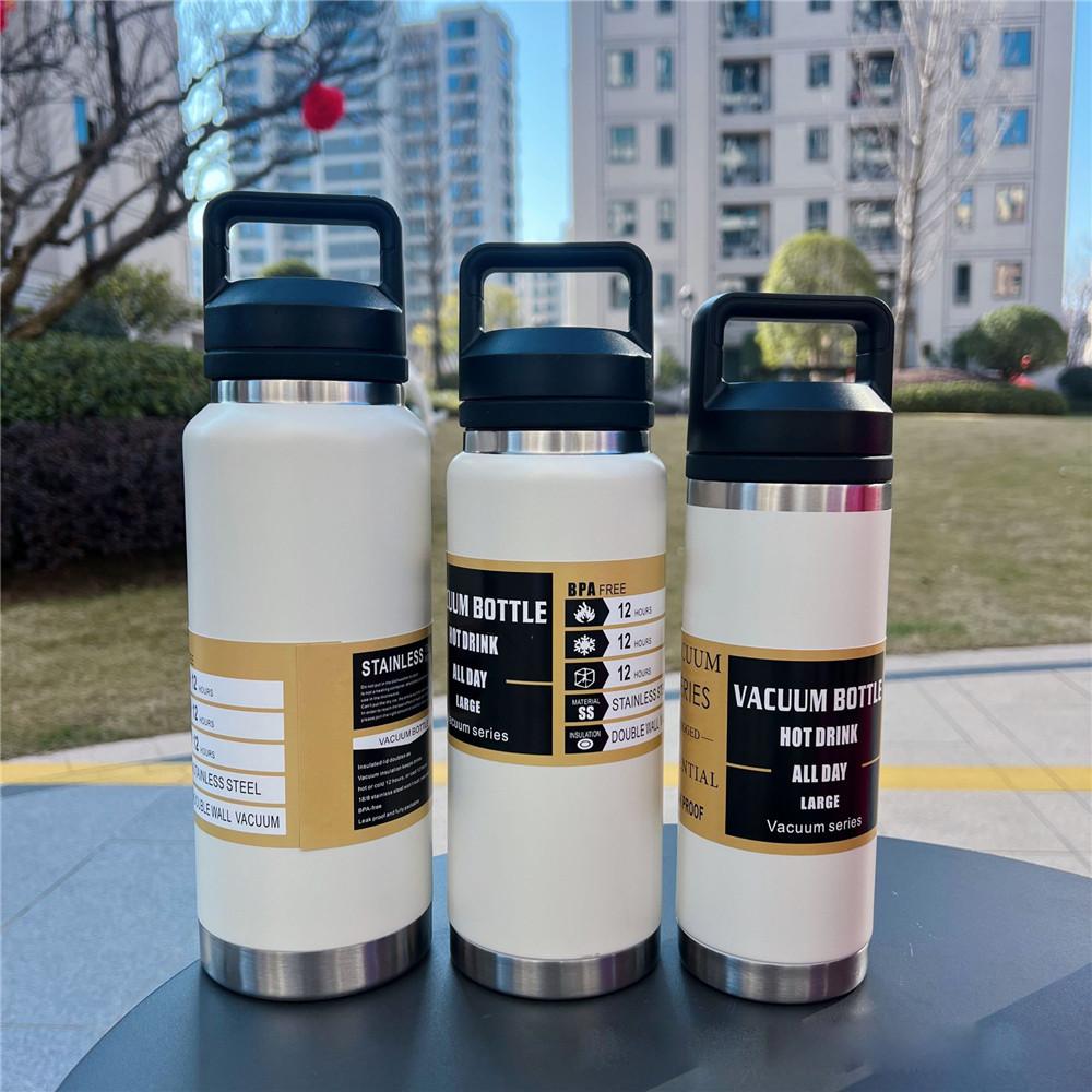 Isolierte 304 Edelstahl Wasserflaschen Doppelwandig isoliertes Wasser Weithals Tragbar für Sport Büro & Outdoor Radfahren