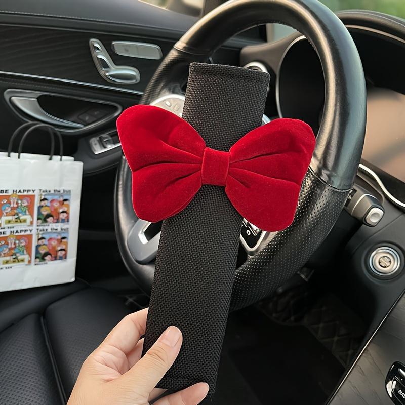 

Cute Bow Car Safety Belt Shoulder Cover Car Insurance Strap Cover Anti-Strangulation Interior Decoration красный