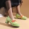 Fashion Luxury Designer Leather Women Pumps Chunky Platform Mules Shoes for Women Cute Lolita Style Tide Golden Buckle Mary Jane Shoes