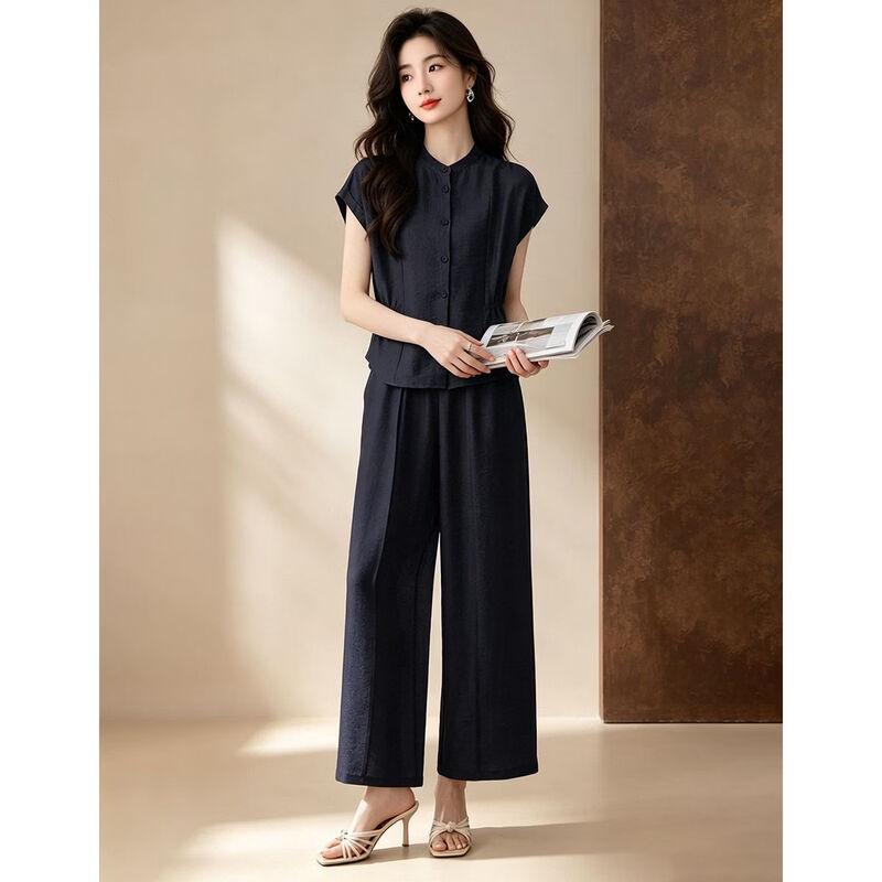 D.F.DEAR Women's Textured Top and Wide-Leg Pants Set