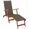 VidaXL Acacia Solid Terrace Chair with Footrest and Cushion Patio Lounge Chair Garden Sunbed 3064022