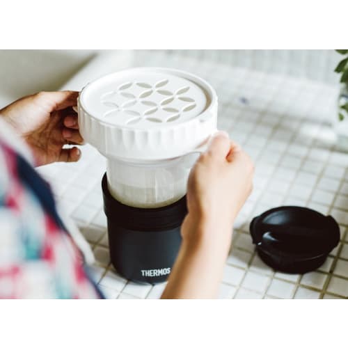 Thermos Lunch Box for Cooking Rice, Approximately 0.7 Cups, Black JBS-360 BK